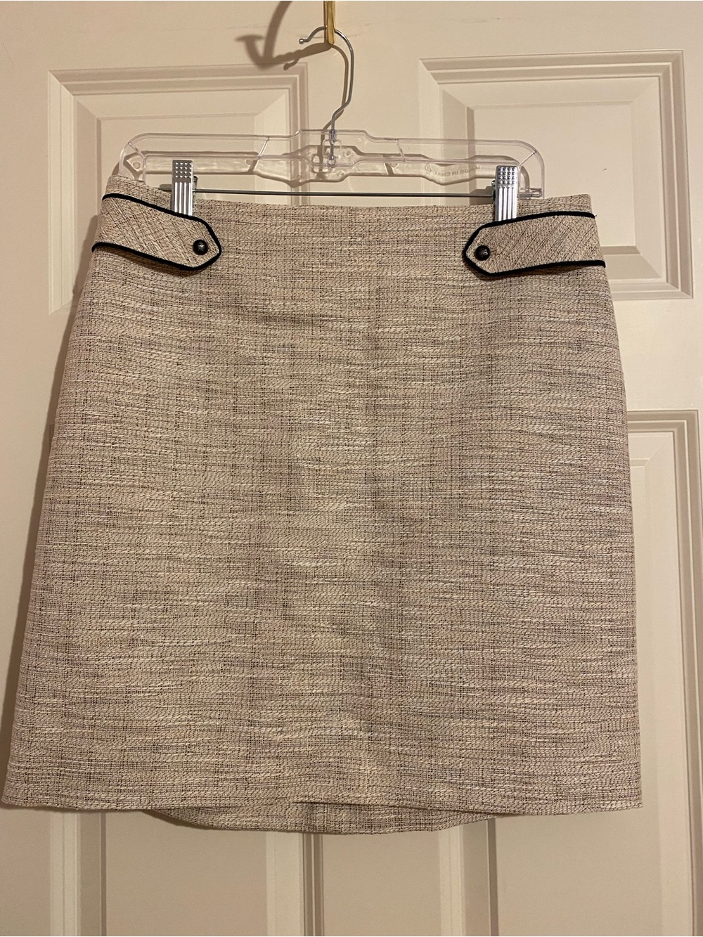 White House Black Market beige shimmery pencil skirt, size 8